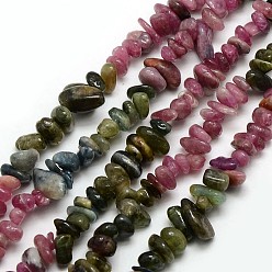 Mixed Color Natural Tourmaline Nuggets Bead Strands, Mixed Color, 5~8x5~8mm, Hole: 1mm, about 15.5 inch