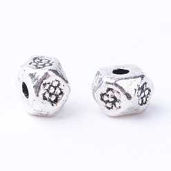 Antique Silver Tibetan Style Alloy Spacer Beads, Cadmium Free & Lead Free, Antique Silver, 4x4x3mm, Hole: 1mm, about 4760pcs/1000g