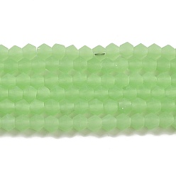 Светло-зеленый Нити бусин из матового нефрита, имитация нефрита, граненые двухконусные, светло-зеленый, 4.5x3.5~4 мм, отверстие : 1 мм, около 87~89 шт / нитка, 13.98''~13.39'' (33.5~34 см)