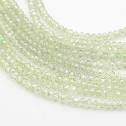 Coloré Perles en verre electroplate, facettes rondelle, colorées, 3.5x2.5~3mm, Trou: 1mm, Environ 165~169 pcs/chapelet, 15~16 pouce (38~40 cm)