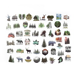 Other Animal 50Pcs 50 Styles Forest Theme PVC Plastic Cartoon Stickers Sets, Waterproof Adhesive Decals for DIY Scrapbooking, Photo Album Decoration, Animal Pattern, 44~71x44~66x0.1mm, 1pc/style