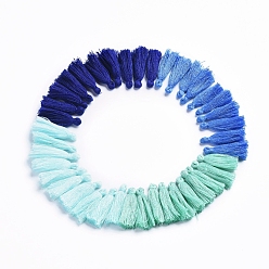 Blue Polycotton(Polyester Cotton) Tassel Pendants for Jewelry Making, Blue, 28~34x5mm, about 40pcs/set