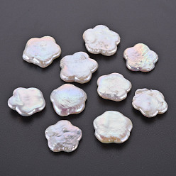 Color de la concha Perlas de perlas naturales keshi, perla cultivada de agua dulce, sin agujero / sin perforar, flor, color de concha, 18~21x18~21x4~5 mm