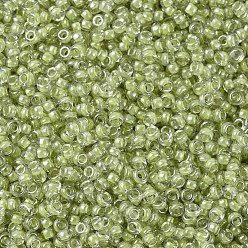 (RR378) Light Olive Lined Crystal Luster MIYUKI Round Rocailles Beads, Japanese Seed Beads, (RR378) Light Olive Lined Crystal Luster, 11/0, 2x1.3mm, Hole: 0.8mm, about 1100pcs/bottle, 10g/bottle