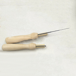 Linen Wool Felt Punch Needles, with Wood Handle, Linen, 70x15mm