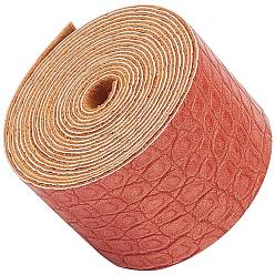 Terre De Sienne Tissu en cuir pu tissu à motif d'alligator, pour chaussures sac couture patchwork bricolage artisanat appliques, Sienna, 3.75x0.1 cm, 2m/rouleau