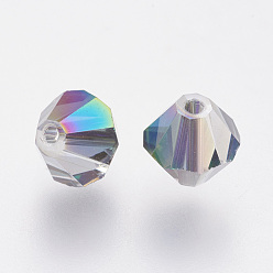 Разноцветный Имитация Австрийские кристаллические шарики, класс AAA, граненые, двухконусные, красочный, 6x6 мм, отверстие : 0.7~0.9 мм