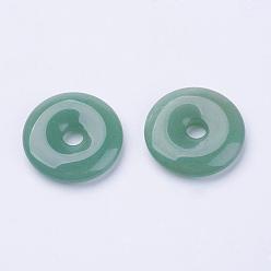 Aventurine Pendentifs naturels aventurine verte, disque de donut / pi, largeur de l'anneau: 11~12 mm, 28~30x5~6mm, Trou: 6mm
