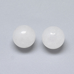 White Jade Natural White Jade Beads, Half Drilled, Round, 8mm, Half Hole: 1.2mm