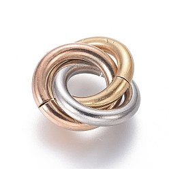 Multicolor Revestimiento iónico (ip) 304 anillos de unión de acero inoxidable, anillo de enclavamiento, para el collar, multicolor, 14x12.5x4.5 mm, anillo: 11x2 mm, diámetro interior: 7 mm