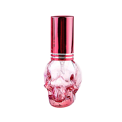 Carmesí Botellas de spray de vidrio, con tapa de aluminio, cráneo, carmesí, 3.5x2.7x6.7 cm, capacidad: 8 ml (0.27 fl. oz)