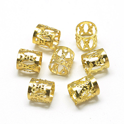 Golden Iron Dreadlocks Beads Hair Decoration, Hair Coil Cuffs, Column, Gold, 8x8mm, Hole: 7mm