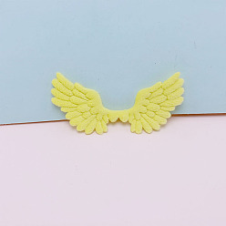 Champagne Yellow Angel Wing Shape Sew on Fluffy Ornament Accessories, DIY Sewing Craft Decoration, Champagne Yellow, 68x35mm
