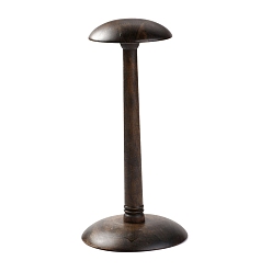 Brun De Noix De Coco Porte-chapeaux en forme de dôme en bois, pour perruque, présentoir porte-chapeau, brun coco, 12.7~16.7x33.5 cm
