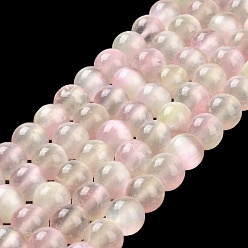 Rose Brumeux Brins de perles de sélénite naturelles, Grade a, teint, ronde, rose brumeuse, 10mm, Trou: 0.8mm, Environ 36~38 pcs/chapelet, 15.16~15.35'' (38.5~39 cm)