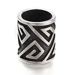 Antique Silver 304 Stainless Steel Beads, Large Hole Beads, Column, Antique Silver, 12x10mm, Hole: 8mm