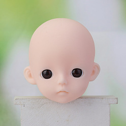 Antique White Plastic Doll Head Sculpt, with Big Eyes, DIY BJD Heads Toy Practice Makeup Supplies, Antique White, 72mm
