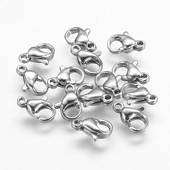 Stainless Steel Color 304 Stainless Steel Lobster Claw Clasps, Stainless Steel Color, 10x6x3mm, Hole: 1mm
