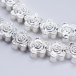 Silver Plated Non-magnetic Synthetic Hematite Beads Strands, Smooth Surface, Sunflower, Silver Plated, 7.5x3mm, Hole: 1mm, about 57~58pcs/strand, 15.9 inch(40.5cm)