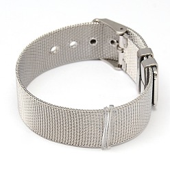 Couleur Acier Inoxydable Réglable 304 création de bracelet en acier inoxydable, avec des fermoirs de bande de montre et les accessoires en plastique, couleur inox, 230x18mm
