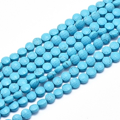 Howlite Synthetic Howlite Beads Strands, Dyed & Heated, Faceted, Flat Round, 4~4.5x2.5~3mm, Hole: 0.7mm, about 104~109 pcs/Strand, 15.35 inch(39cm)