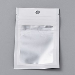 Белый Пластиковая сумка с замком на молнии, сумки для хранения градиентного цвета, мешок с самоуплотнением, верхнего уплотнения, с окном и вешалкой, прямоугольные, белые, 12x8x0.25 см, односторонняя толщина: 3.1 мил(0.08мм), 95~100 шт / пакет