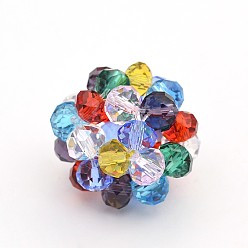 Colorful Transparent Glass Crystal Beaded Round Beads, Colorful, 27mm, Beads: 8mm