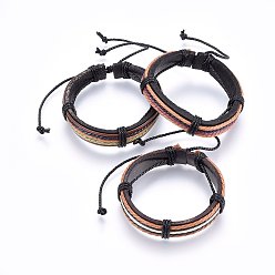 Couleur Mélangete  Bracelets de cordon en cuir, avec cordon ciré, couleur mixte, 2-1/8 pouces (5.5 cm) ~3 pouces (7.5 cm)