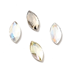 Mixed Color K9 Glass Rhinestone Cabochons, Flat Back & Back Plated, Faceted, Horse Eye, Mixed Color, 10x5x2.5mm