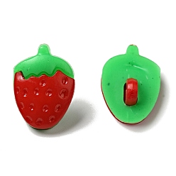 Rouge Foncé  Boutons acryliques de fraises, 1-trou, teint, rouge foncé, 15x11x3.5mm, Trou: 3mm