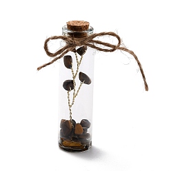 Ojo de Tigre Mini botellas de deseos con cuentas de cristal y piedra natural, con alambre de cobre, para hacer joyas diy decoración del hogar, 22x84 mm
