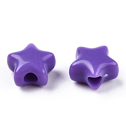 Blue Violet Opaque Acrylic Beads, Star, Blue Violet, 9x9.5x5.5mm, Hole: 2.5mm, about 2050pcs/500g