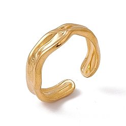 Real 18K Gold Plated Ion Plating(IP) 304 Stainless Steel Twist Wave Open Cuff Ring for Women, Real 18K Gold Plated, US Size 7(17.3mm)