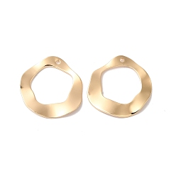 Настоящее золото 18K Латунные подвески, круглое кольцо-шарм, реальный 18 k позолоченный, 24.5x24x1.5 мм, отверстие : 1.4 мм