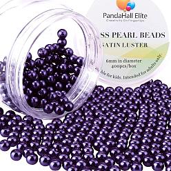 Indigo Pearlized Glass Pearl Round Beads, Dyed, Indigo, 6mm, Hole: 0.7~1.1mm, about 400pcs/box