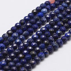 Lapis Lazuli Natural Lapis Lazuli Beads Strands, Dyed, Faceted, Round, 4mm, Hole: 1mm, about 96pcs/strand, 14.9 inch~15.1 inch