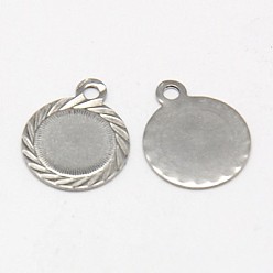 Stainless Steel Color 304 Stainless Steel Stamping Blank Tag Pendants, Flat Round, Stainless Steel Color, 15x12x0.5mm, Hole: 1mm