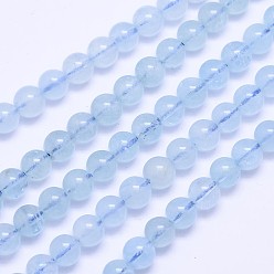 Aguamarina Aguamarina natural de hebras de perlas ronda, aaa grado, 6 mm, agujero: 1 mm, sobre 66 unidades / cadena, 15.5 pulgada