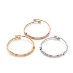 Mixed Color 304 Stainless Steel Torque Bangle Sets, Cuff Bangle Sets, Mixed Color, 2-1/8 inch(5.45cm), 3pcs/set