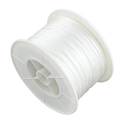 Blanc Fil de nylon ronde, corde de satin de rattail, pour création de noeud chinois, blanc, 1mm, 100 yards / rouleau