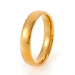 Golden 201 Stainless Steel Plain Band Rings, Golden, US Size 6(16.5mm), 4mm