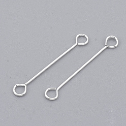 Silver Iron Eye Pins, Cadmium Free & Lead Free, Double Sided Eye Pins, Silver, 20x0.4mm, Hole: 1.8mm, Head: 3mm