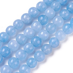 Other Jade Natural Jade Beads Strands, Dyed, Imitation Aquamarine, Round, 6mm, Hole: 1mm, about 61pcs/strand, 14.76~14.96 inch(37.5~38cm)