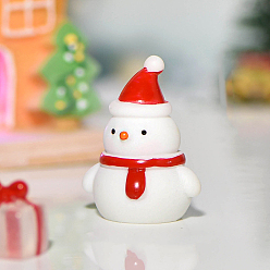 Red Christmas Themed Resin Snowman Figurine, Micro Landscapes Ornament Accessories, Red, 36x29mm
