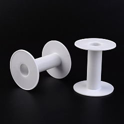 White Plastic Empty Spools for Wire, Thread Bobbins, White, Bobbin: 24x76mm, Backplane: 68x2mm