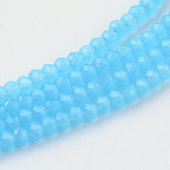 Deep Sky Blue Imitation Jade Glass Beads Strands, Faceted, Rondelle, Deep Sky Blue, 3x2mm, Hole: 0.5mm, about 160~165pcs/strand, 15.35 inch~15.75 inch(39~40cm)