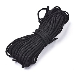 Noir Bande élastique en nylon pour boucle d'oreille, couvre-bouche cordon élastique, matériau de couverture buccale jetable bricolage, noir, 2~3 mm, 5 lot / sac, 10 yard / bundle
