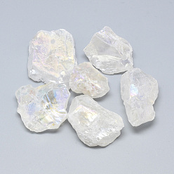 Clair Galvanoplastie brut brutes naturelles en cristal de quartz, nuggets, clair, 20~52x20~30x10~21mm, Trou: 2mm
