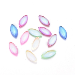 Mixed Color Transparent K9 Glass Cabochons, Flat Back, Horse Eye, Mixed Color, 15x7x3mm