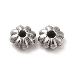 Stainless Steel Color 304 Stainless Steel Beads, Flower, Stainless Steel Color, 6x3mm, Hole: 1.5mm